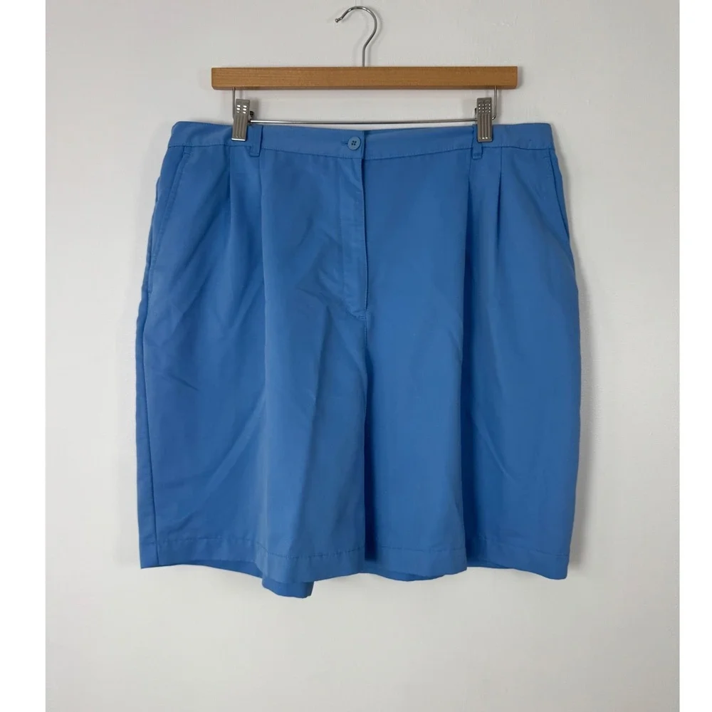 Coastal Karen Scott Sport‎ Womens 18 Shorts Blue Pleated Elastic Back High Rise